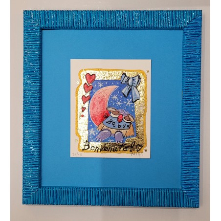 Leo Nisi Serigrafia materica con foglia oro Benvenuto