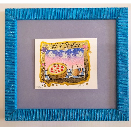 Leo Nisi Serigrafia materica con foglia oro W L'Italia