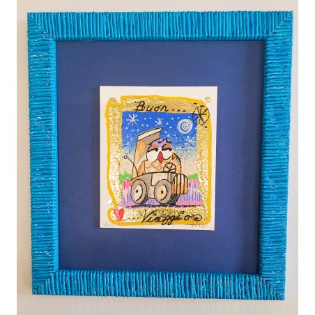 Leo Nisi Serigrafia materica con foglia oro Buon viaggio