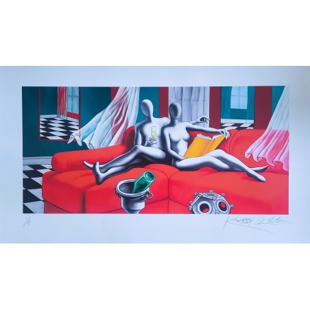 Mark Kostabi Serigrafia Elegance in Enlinghtenment