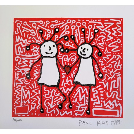 Paul Kostabi serigrafia  Sprkl Love