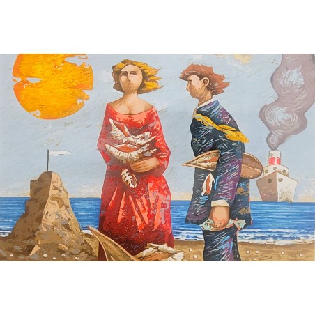 Giampaolo Talani  Serigrafia  " Cercatori di conchiglie "