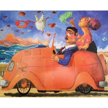 Pino  Procopio serigrafia su cartoncino rigido " Il cuore rapito "