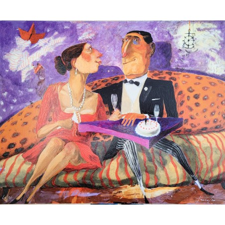 Pino  Procopio serigrafia su cartoncino rigido  Il divano