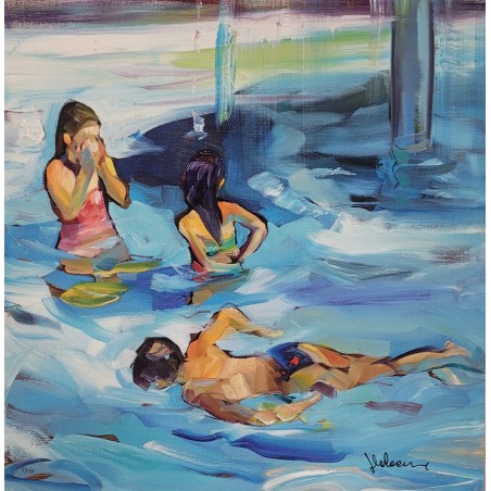 Claudio Malacarne serigrafia su cartoncino rigido " Piscina "