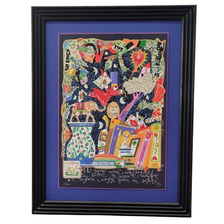 Francesco Musante serigrafia su fondo nero Il giorno inizia dalle pagine dei libri...