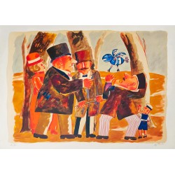 Franz Borghese Litografia a colori L'uccello meccanico