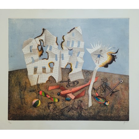 Enrico Benaglia acquaforte " La Casa di carta "