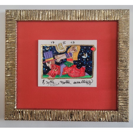 Francesco Musante serigrafia polimaterica Trotta trotta cavallino