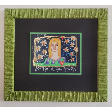 Francesco Musante serigrafia polimaterica  Pioggia di fiori per te