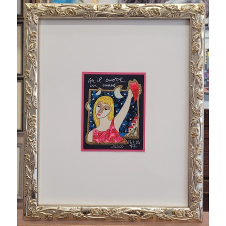 Francesco Musante serigrafia polimaterica Con il cuore in mano