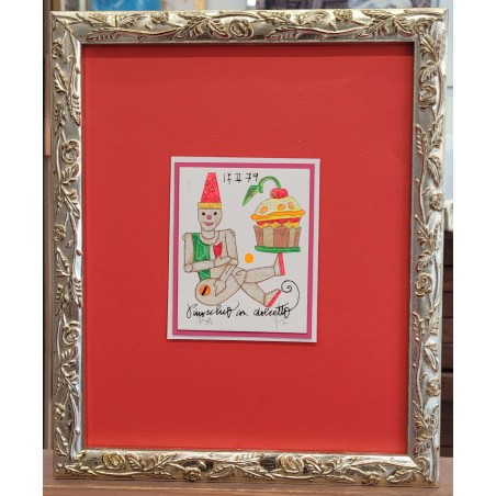 Francesco Musante serigrafia polimaterica Pinocchio con dolcetto