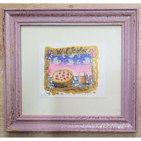 Leo Nisi Serigrafia materica con foglia oro W l'italia