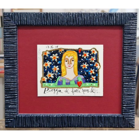 Francesco Musante serigrafia polimaterica  Pioggia di fiori per te