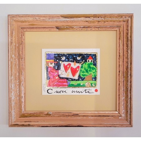 Francesco Musante  Serigrafia polimaterica Cuori uniti