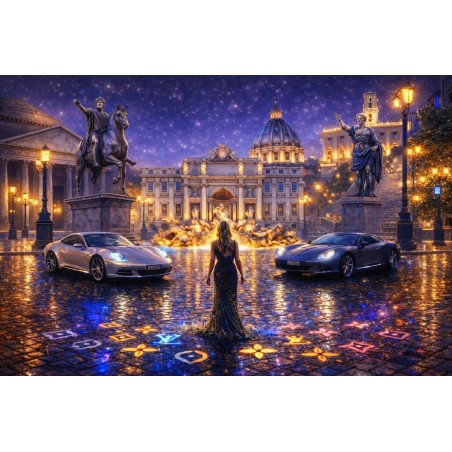 Pier Serigrafia UV su cartone rigido con interventi in resina Luxury night