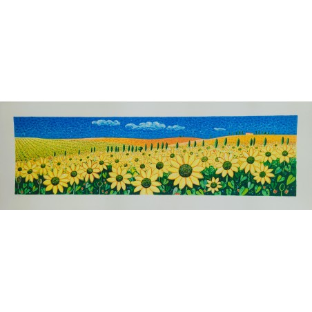 Mimmo Sciarrano  Serigrafia " Le colline dei girasoli   "